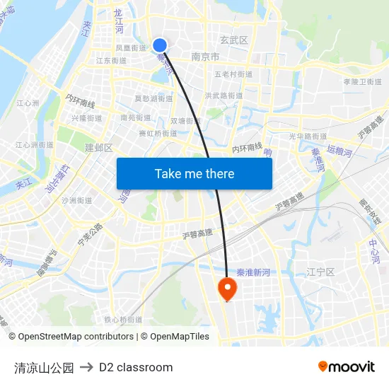 Qingliangshan Park to D2 classroom map