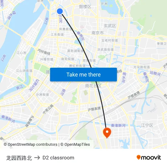Longyuan West Road North to D2 classroom map