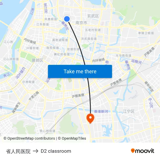 Provincial People's Hospital to D2 classroom map