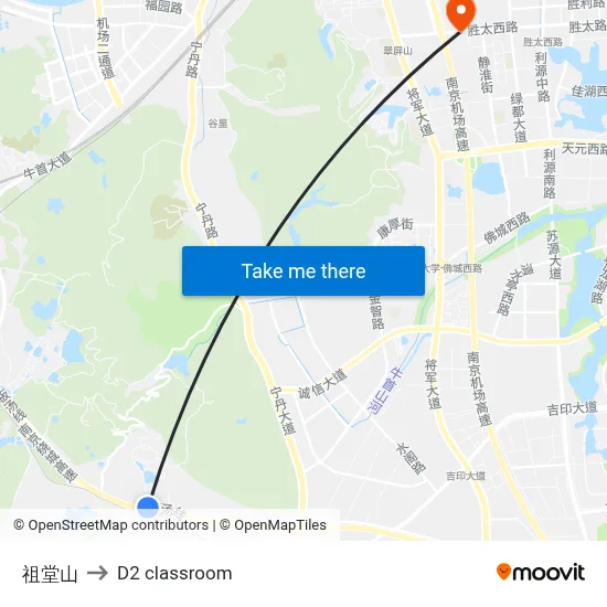Zutang Mountain to D2 classroom map