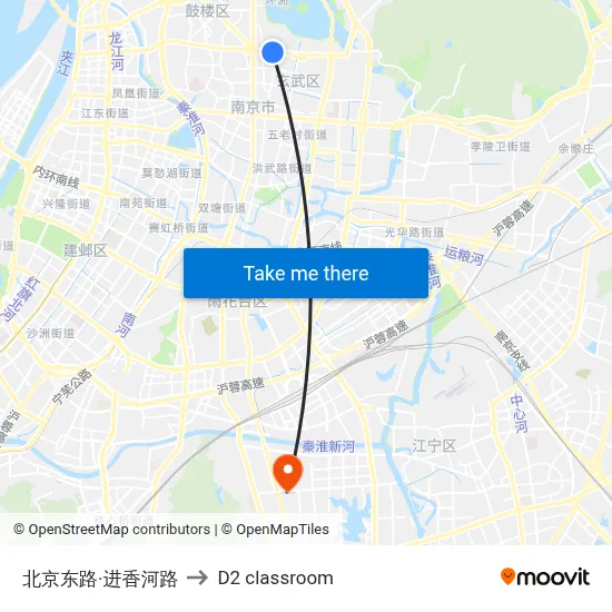 Beijing East Road & Jinxianghe Road to D2 classroom map