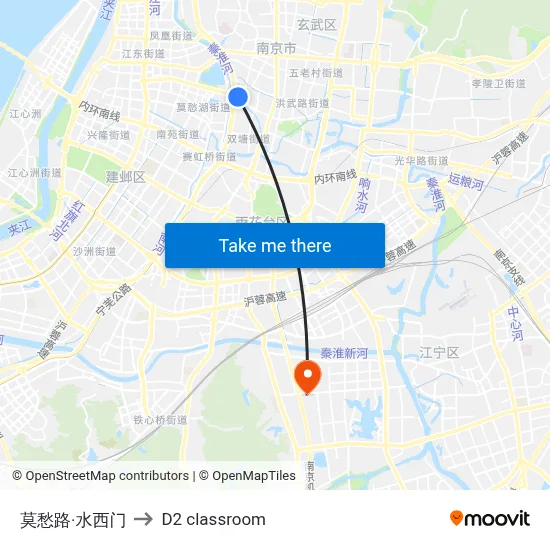Mouchou Road Shuiximen to D2 classroom map