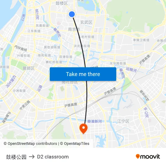 Gulou Park to D2 classroom map
