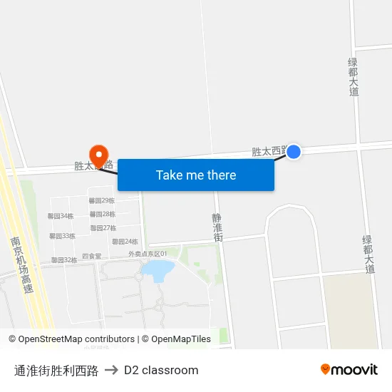 Tonghuai Street Shengli West Road to D2 classroom map