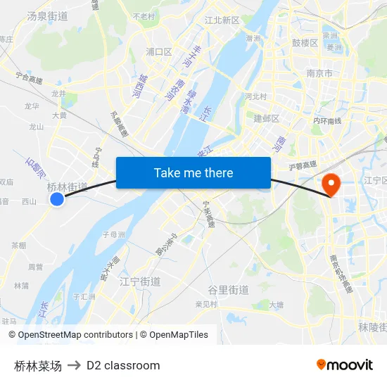 Qiaolin Market to D2 classroom map