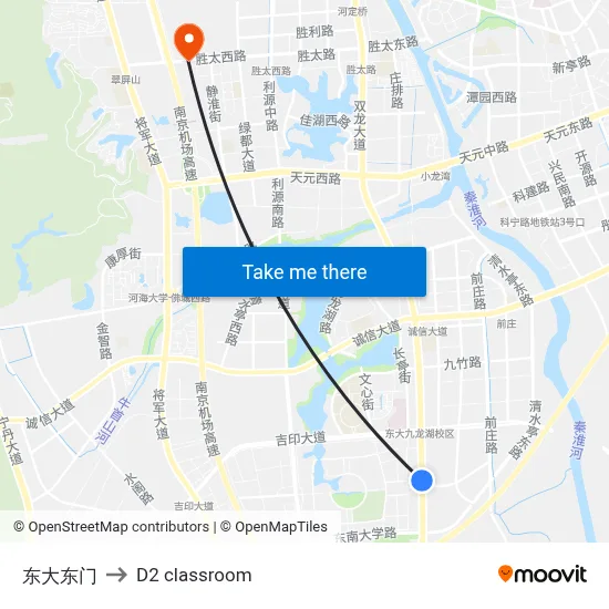 East University East Gate to D2 classroom map