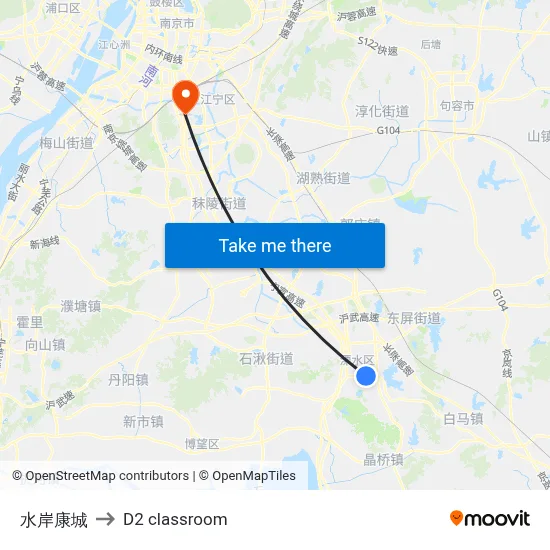 Waterfront Kangcheng to D2 classroom map