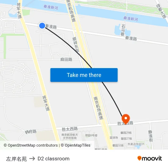 Left Bank Residence to D2 classroom map