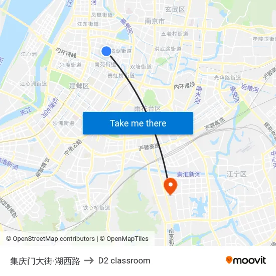 Jiqingmen Street & Huxi Road to D2 classroom map