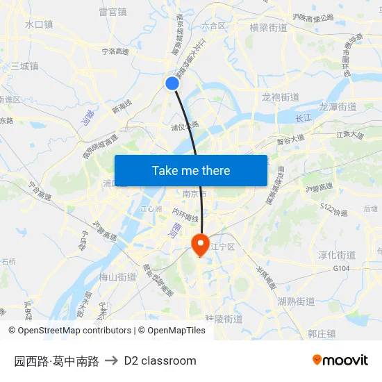 Yuanxi Road·Gezhong South Road to D2 classroom map