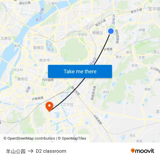 Yangshan Park to D2 classroom map
