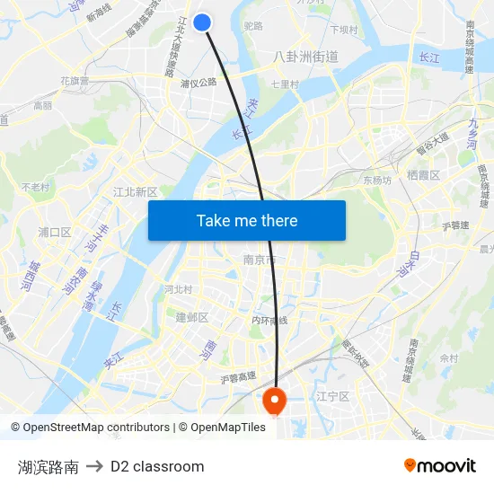 Hubin Road South to D2 classroom map