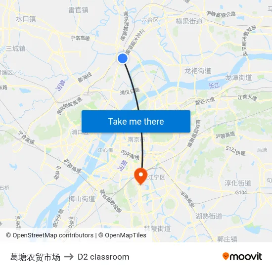 Getang Farmers Market to D2 classroom map