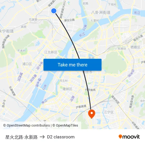 Xinghuo North Road & Yongxin Road to D2 classroom map