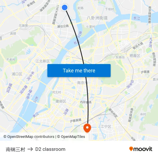 Nangang Third Village to D2 classroom map