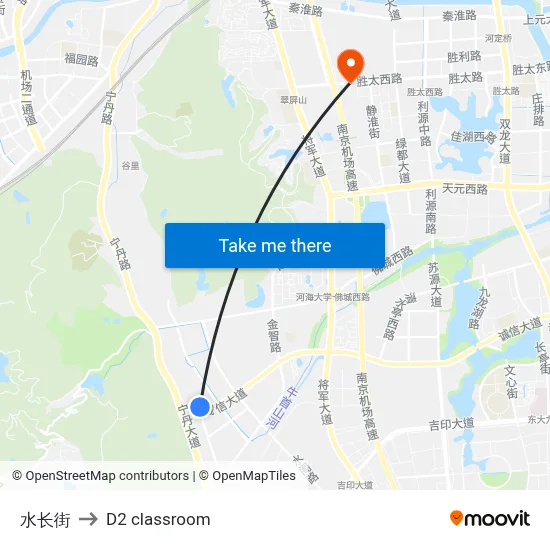 Shuichang Street to D2 classroom map
