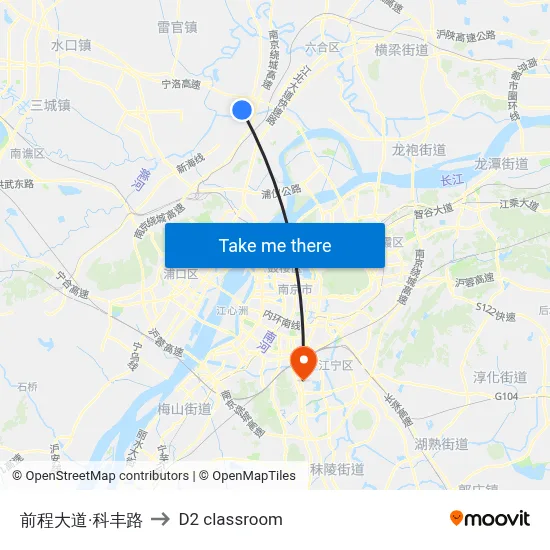 Qiancheng Avenue & Kefeng Road to D2 classroom map