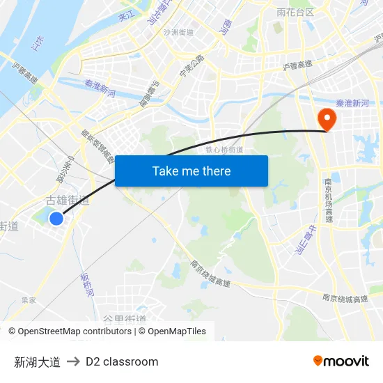 Xinhu Avenue to D2 classroom map