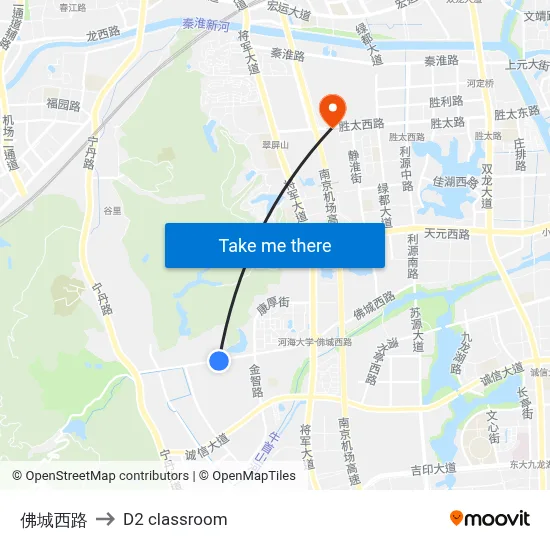Focheng West Road to D2 classroom map