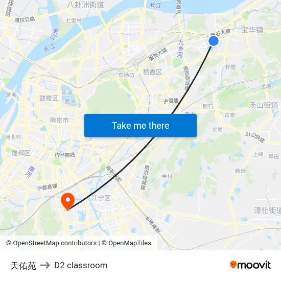 Tianyou Garden to D2 classroom map