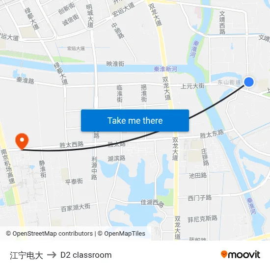 Jiangning Open University to D2 classroom map