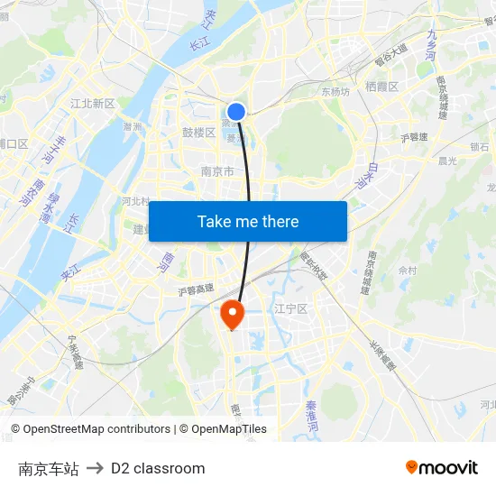Nanjing Station to D2 classroom map