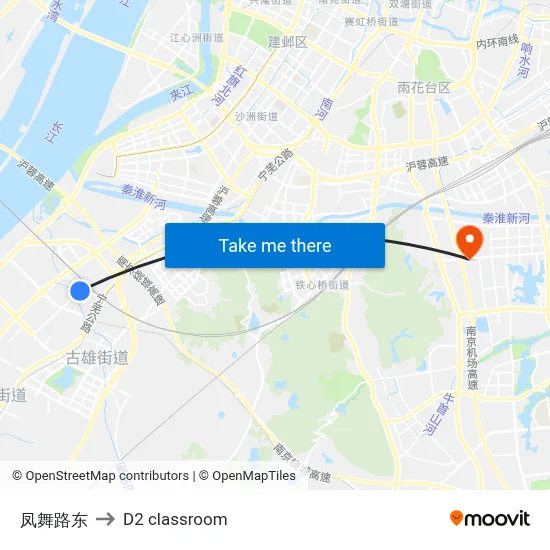 Fengwu Road East to D2 classroom map