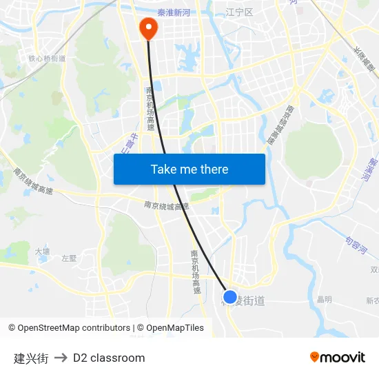 Jianxing Street to D2 classroom map