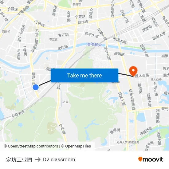 Dingfang Industrial Park to D2 classroom map