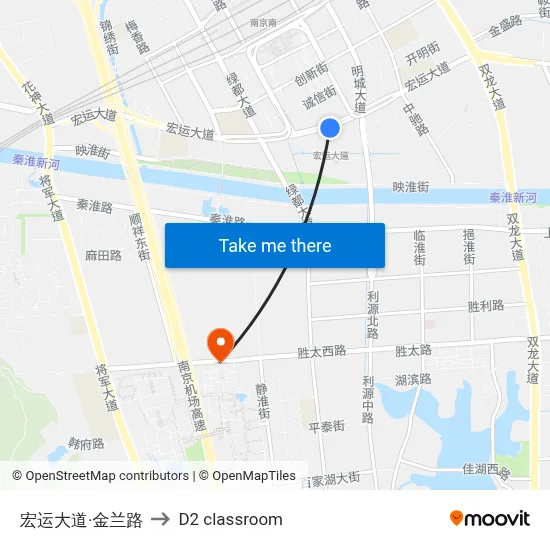 Hongyun Avenue & Jinlan Road to D2 classroom map