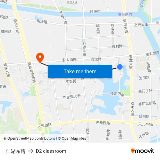 Jiahu East Road to D2 classroom map