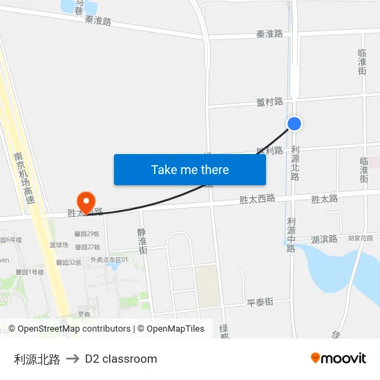 Liyuan North Road to D2 classroom map