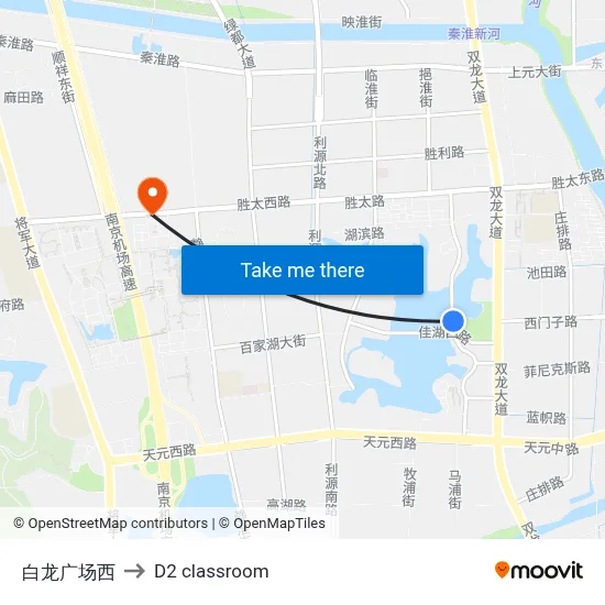 Bailong Square West to D2 classroom map