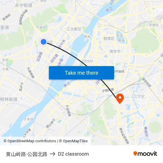 Huangshan Ridge Road & Park North Road to D2 classroom map