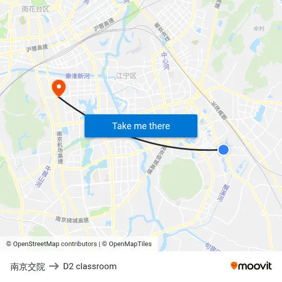 Nanjing Transportation Institute to D2 classroom map