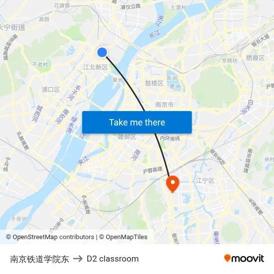 Nanjing Railway Institute East to D2 classroom map