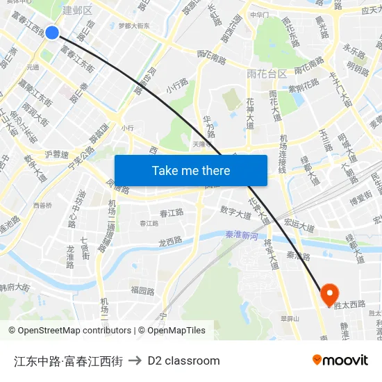 Jiangdong Middle Road Fuchunjiang West Street to D2 classroom map