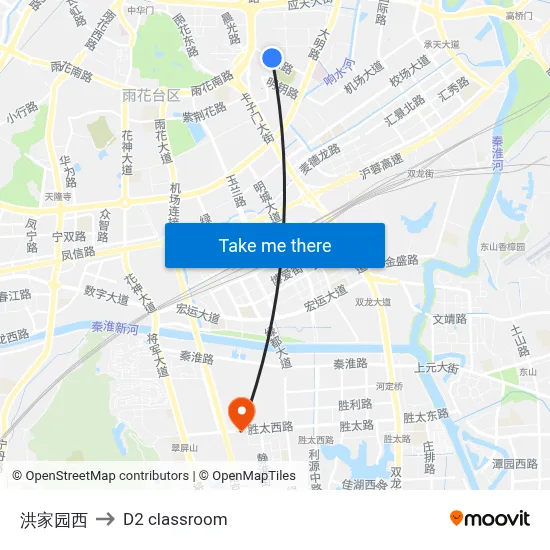 Hongjiayuan West to D2 classroom map