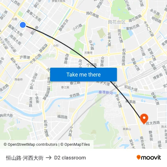 Hengshan Road & Hexi Street to D2 classroom map