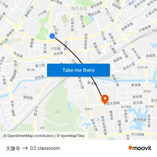 Tianlong Temple to D2 classroom map