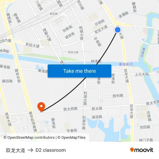 Shuanglong Avenue to D2 classroom map
