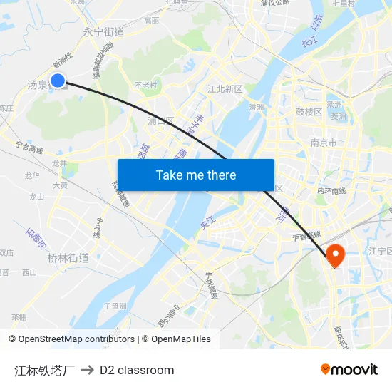 Jiangbiao Iron Tower Factory to D2 classroom map