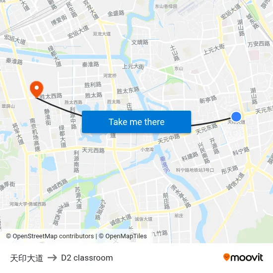 Tianyin Avenue to D2 classroom map