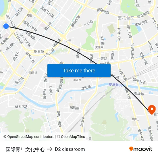 International Youth Culture Center to D2 classroom map