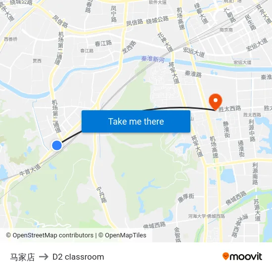 马家店 to D2 classroom map