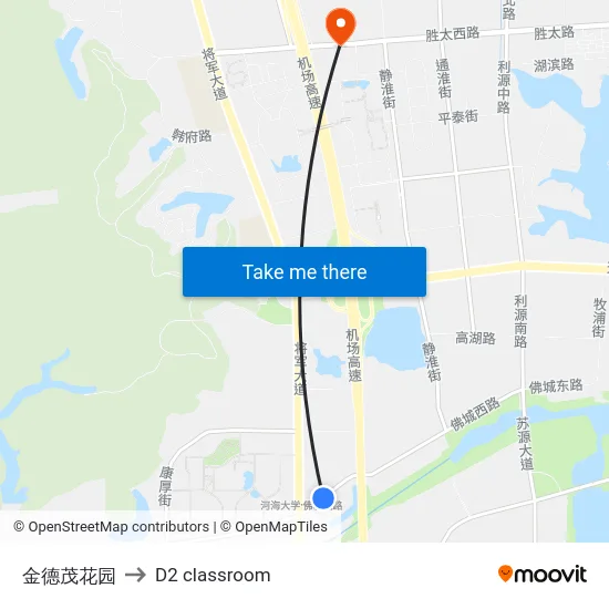 金德茂花园 to D2 classroom map