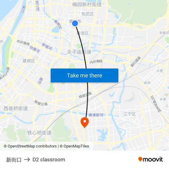 新街口 to D2 classroom map