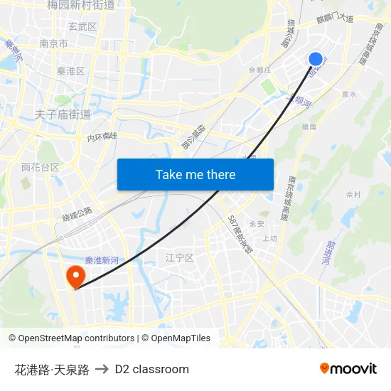 花港路·天泉路 to D2 classroom map