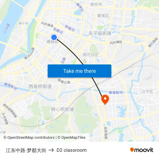 江东中路·梦都大街 to D2 classroom map