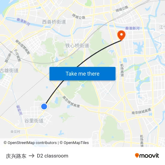 庆兴路东 to D2 classroom map